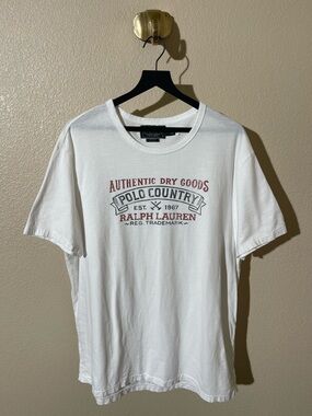 Ralph Lauren White Crewneck Tee with Polo Country Script